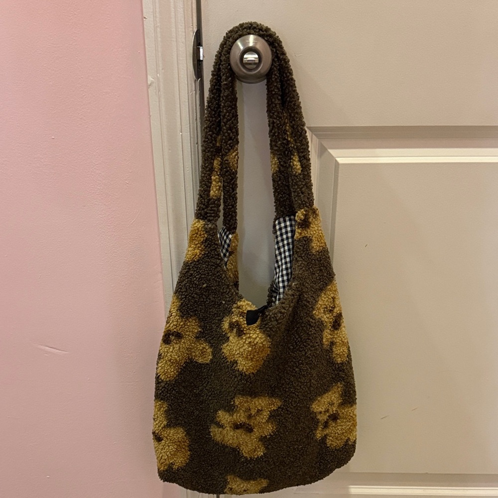 Floral Patterned Brown and Tan Women's Bag